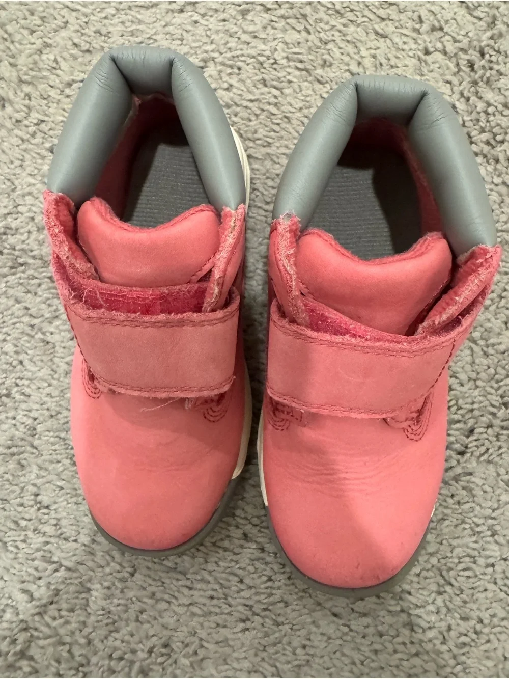 Timberland Kids Pink and Gray Hook-and-Loop High-Top Boots